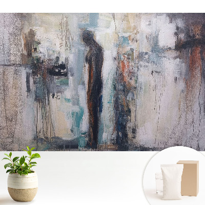 Tapeta do obývačky s abstraktnou siluetou v tlmených farbách