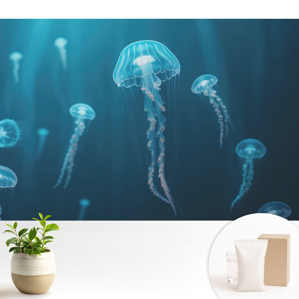 Tapeta na stenu Modrá medúza hlboko v oceáne