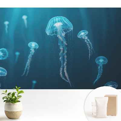 Tapeta na stenu Modrá medúza hlboko v oceáne