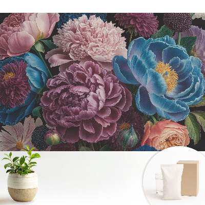 Luxusná tapeta s kvetinovým vzorom plným farieb