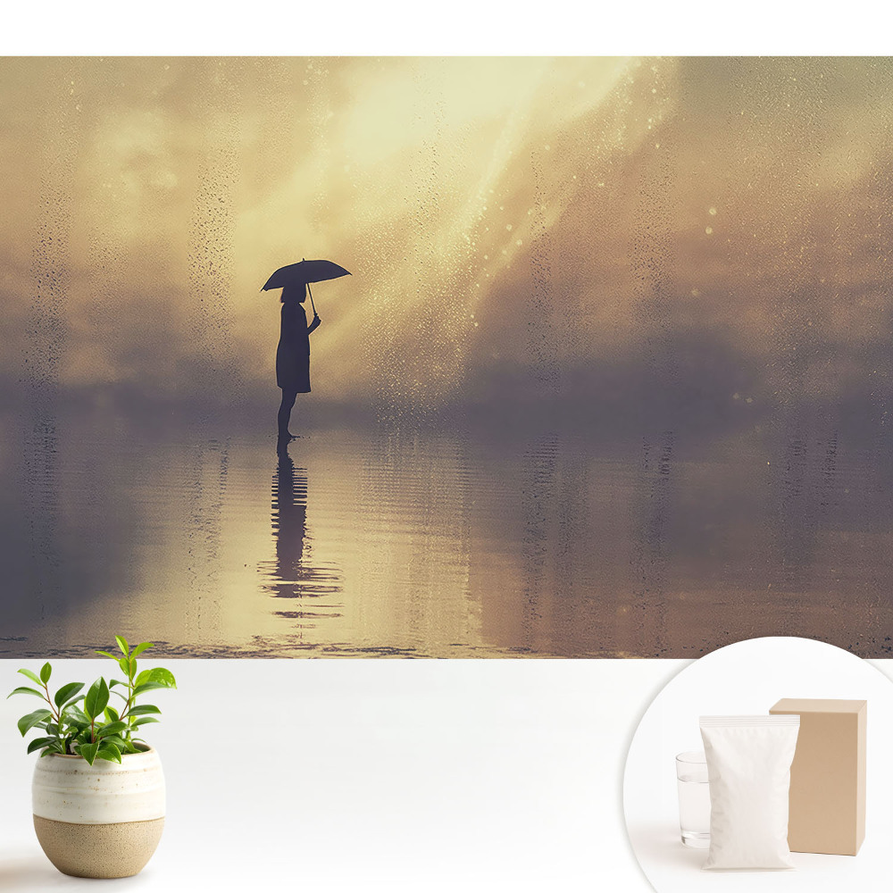 Tapeta na stenu Postava v daždi, žiara harmónie