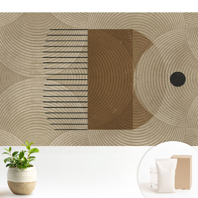 Tapeta do obývačky Geometrické kruhy a čiary v teplých odtieňoch