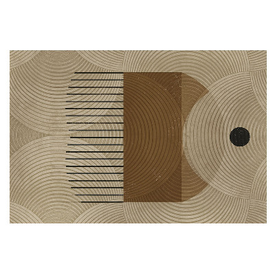 Tapeta do obývačky s geometrickými kruhmi a čiarami v teplých odtieňoch