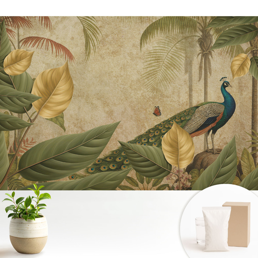 Tapeta Tropický páv medzi zeleňou