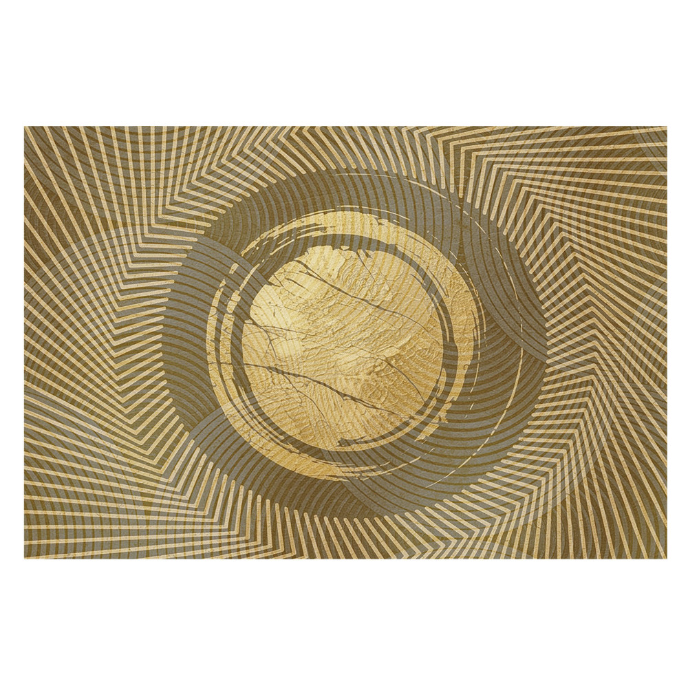 Tapeta do obývačky s geometrickým abstraktným vzorom v odtieňoch žltej