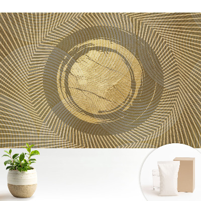 Tapeta do obývačky s geometrickým abstraktným vzorom v odtieňoch žltej