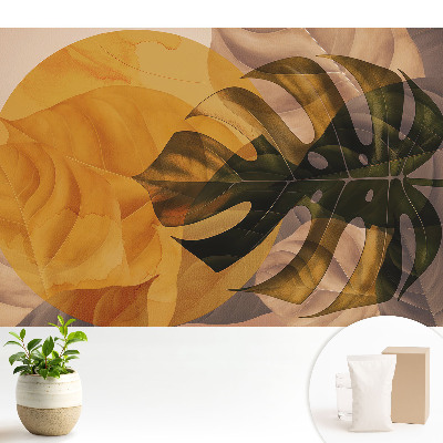 Tapeta na stenu s motívom listov v teplých tónoch