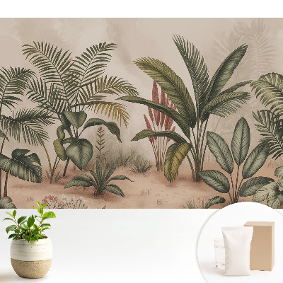 Tapeta s exotickými listami v boho štýle