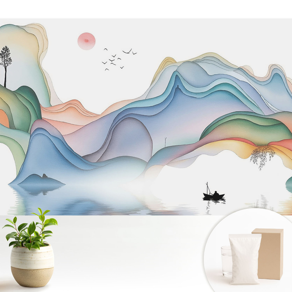 Tapeta do obývačky Pastelová krajina so zvlnenými horami