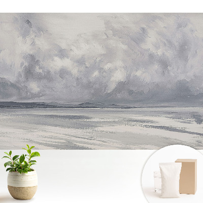 Tapeta do obývačky s motívom tmavých mrakov nad pokojným morom