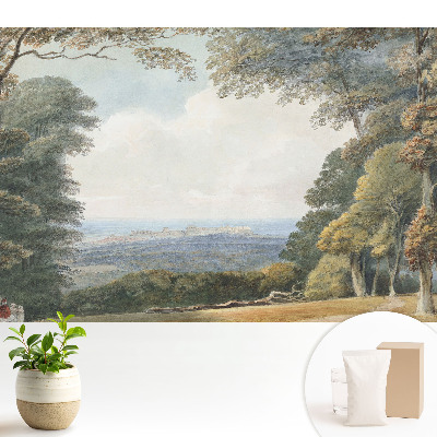 Tapeta do obývačky Krajina pri lese, výhľad na mesto