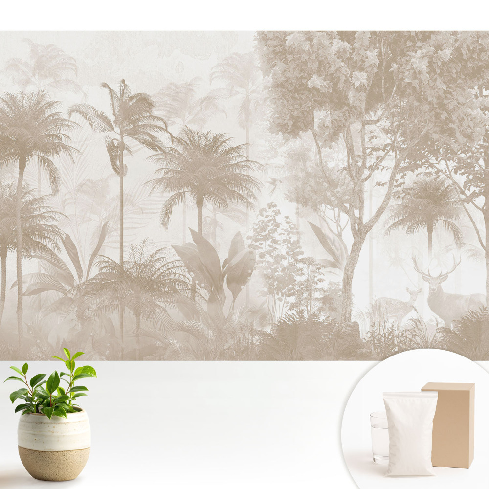Tapeta na stenu Jemný tropický les s jeleňmi