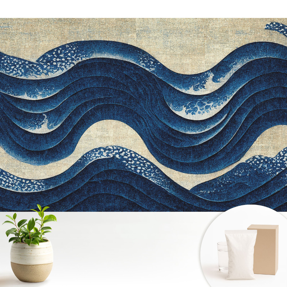 Tapeta Elegantný harmonický motív v námorníckej modrej farbe s vlnami