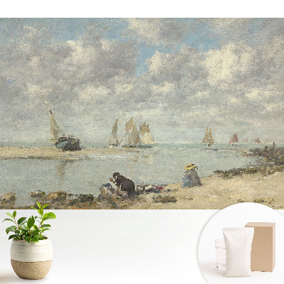 Tapeta s motívom výhľadu na more a plachetnicami