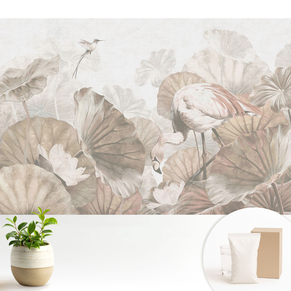 Tapeta na stenu Plameniak medzi listami