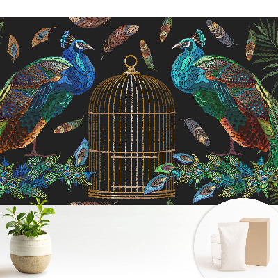 Tapeta s motívom páva a symetrickým perím