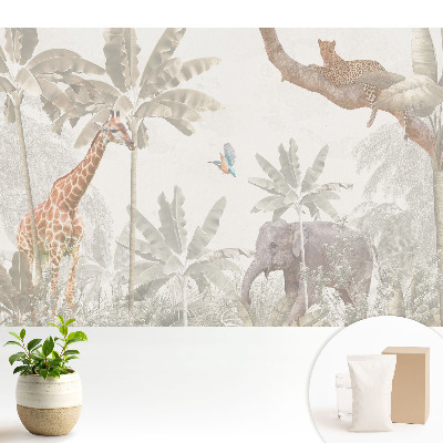 Tapeta Exotická fauna a flóra v pastelových tónoch