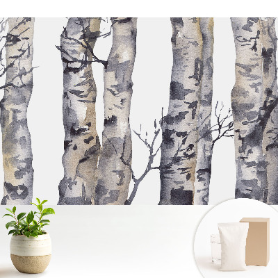 Luxusná tapeta Sivé osikové kmene v akvareloch