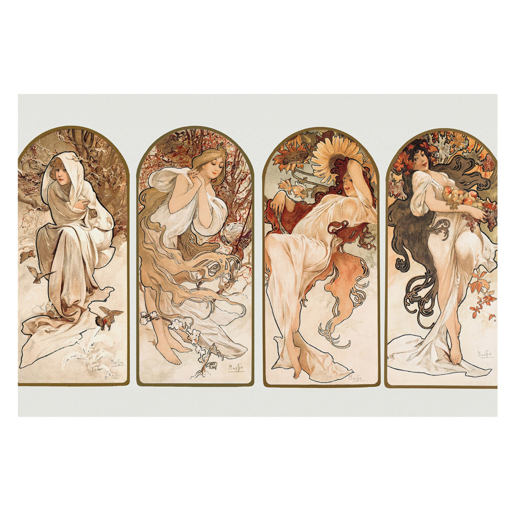 Tapeta do obývačky so štyrmi ženami v secesnom štýle