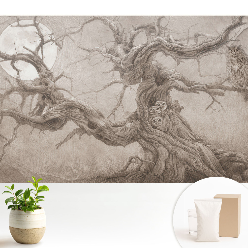 Tapeta na stenu Mesačný dub so sovami