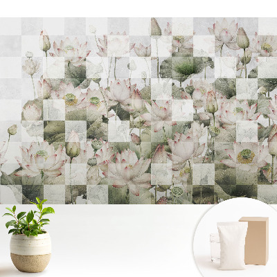 Tapeta Lotosové kvety a geometrické vzory