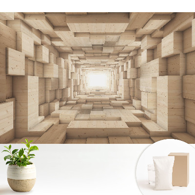 Luxusná tapeta Priestorový drevený rytmický tunel