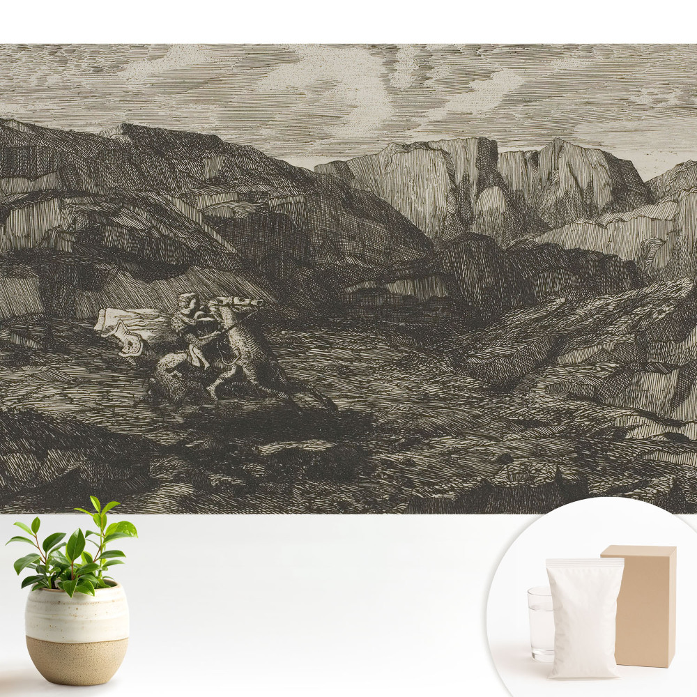 Tapeta do obývačky Klasický jazdec v horskej krajine