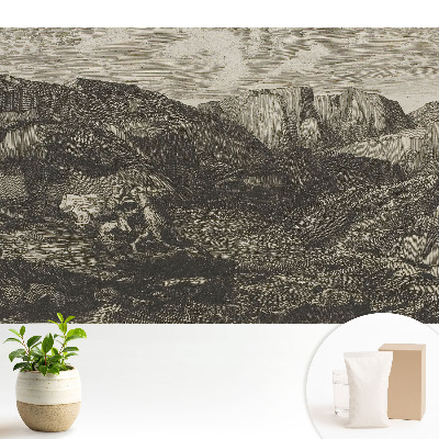 Tapeta s motívom klasického jazdca v horskej krajine na stenu