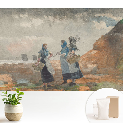Tapeta do obývačky s motívom žien pri mori v tradičných krojoch