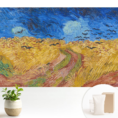 Luxusná tapeta so vzorom žiarivých vtákov medzi obilím