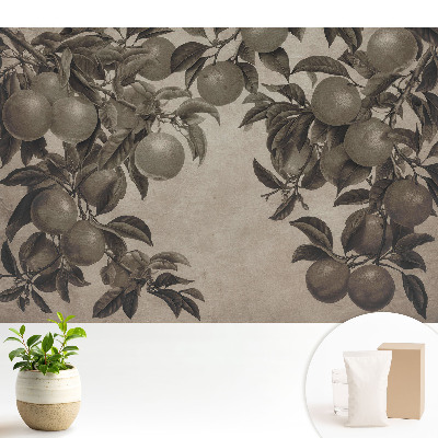 Tapeta do obývačky Monochromatické retro ovocné listy vinobranie