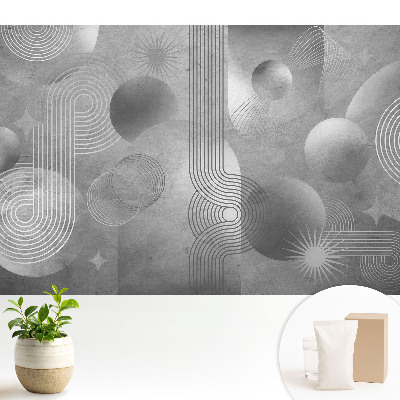 Tapeta na stenu s geometrickými vzormi v odtieňoch sivej