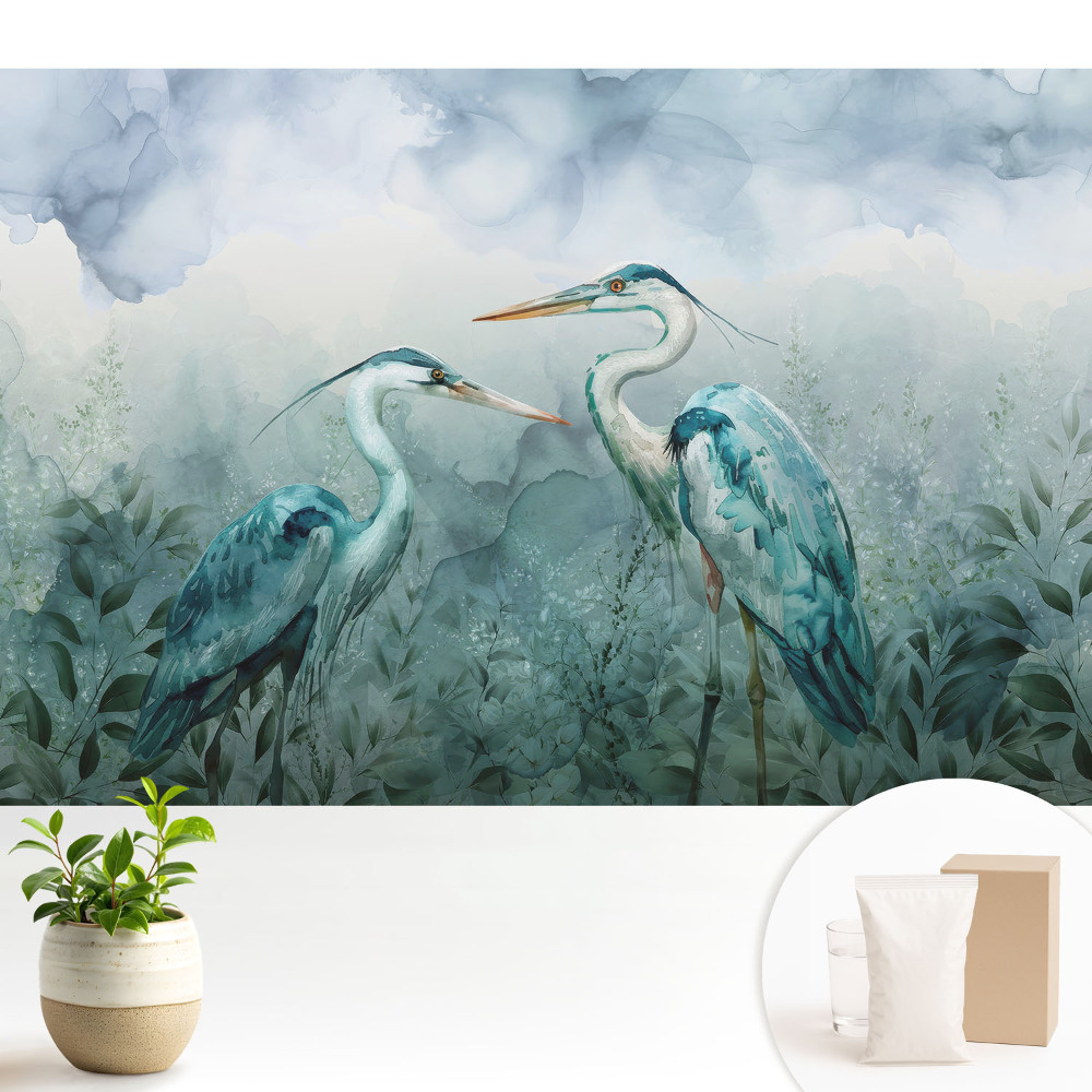 Luxusná tapeta Jemná elegancia vtákov obklopených prírodou