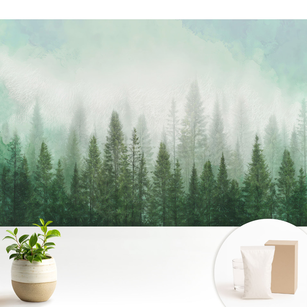 Tapeta do obývačky Lesná krajina s obrysom vlka