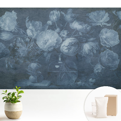 Luxusná tapeta s motívom kvetov vo sklenenej váze v klasickom štýle