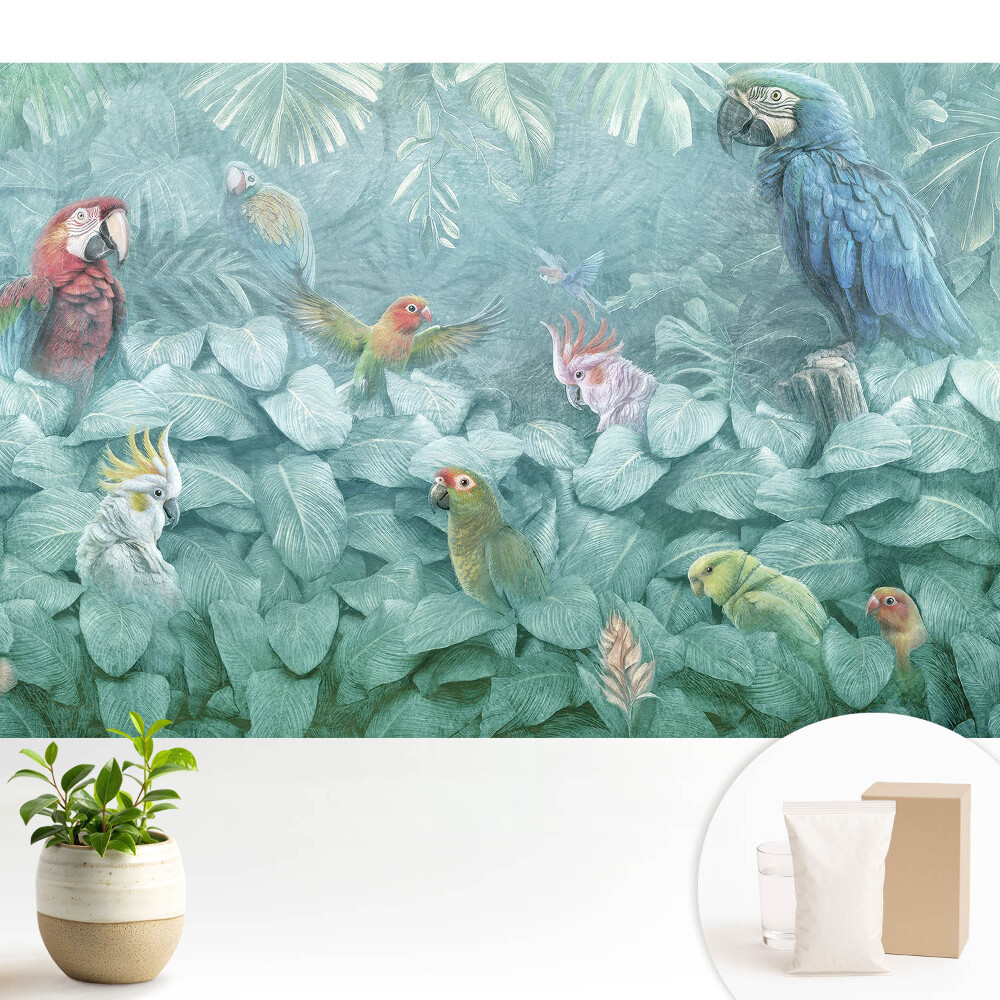 Tapeta do obývačky Farebné papagáje v tropickej džungli