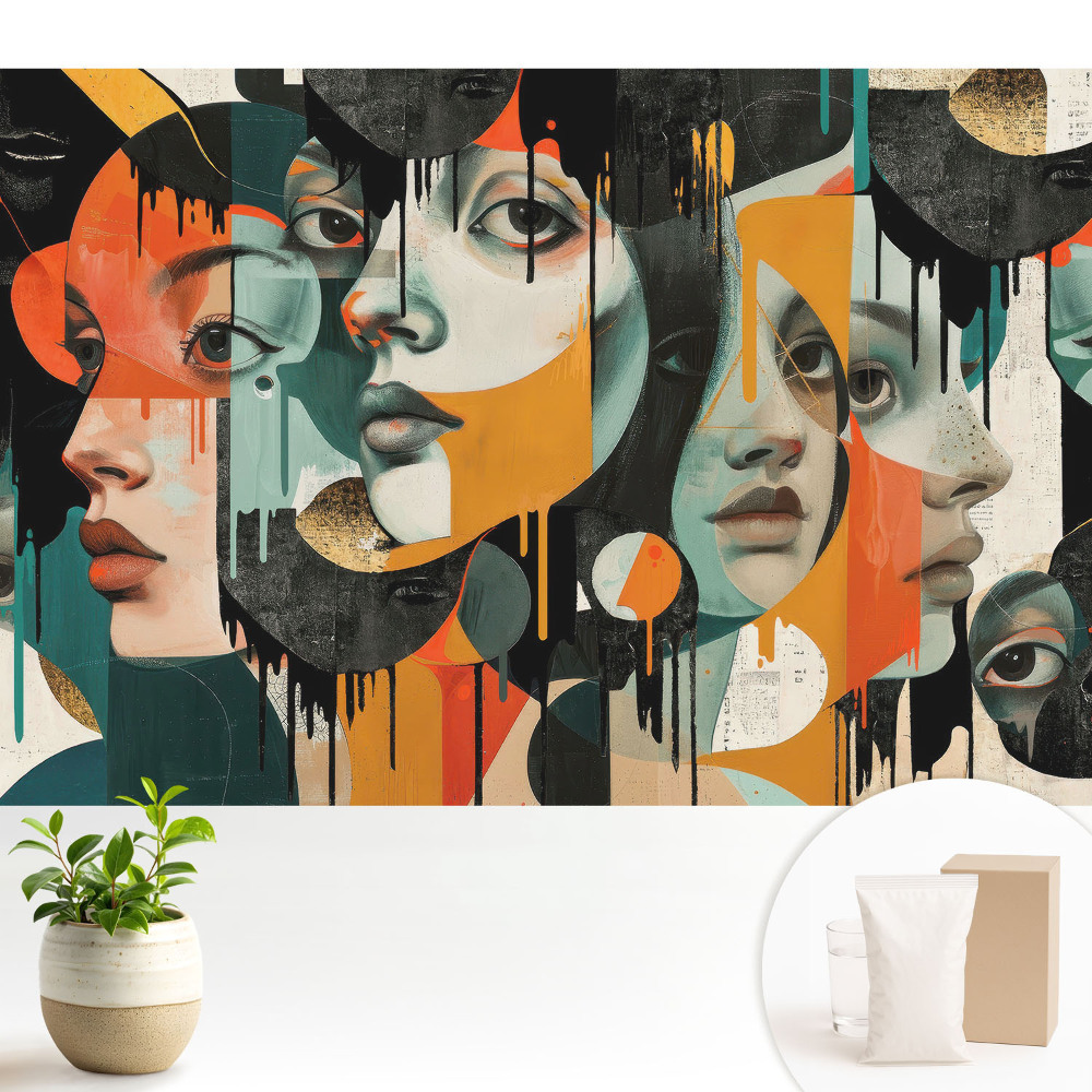Tapeta Abstraktné tváre sýtych farieb