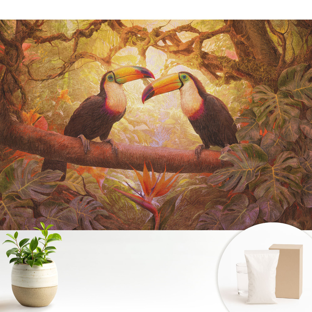 Luxusná tapeta Tukany v trópoch, harmónia exotiky