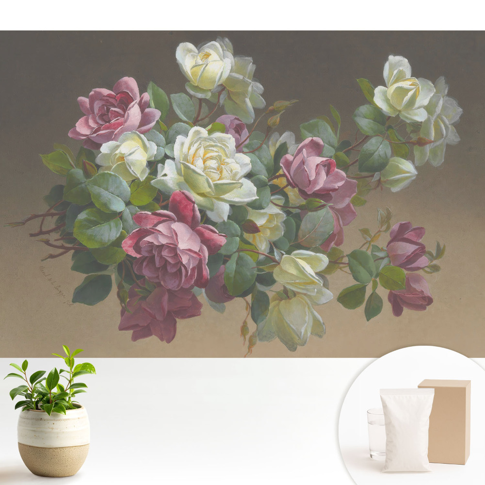 Tapeta do obývačky Romantická kompozícia kvetov a listov