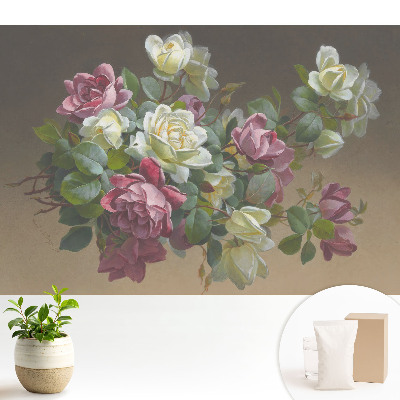 Tapeta do obývačky Romantická kompozícia kvetov a listov