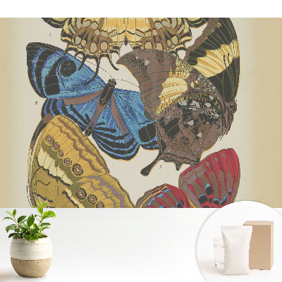 Tapeta na stenu s farebnými motýľmi v elegantnej kompozícii