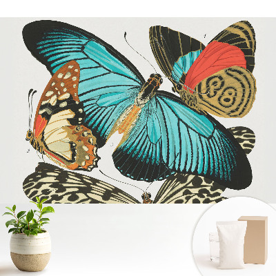 Tapeta do obývačky s motívom farebných motýľov v klasickom štýle