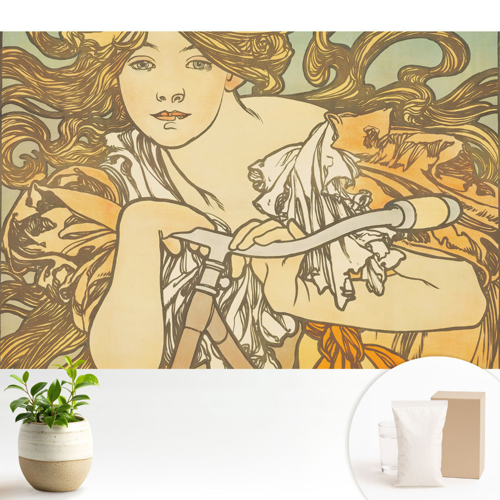 Tapeta Žena na bicykli v secesnom štýle
