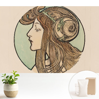 Tapeta do obývačky s elegantným secesným ženským profilom