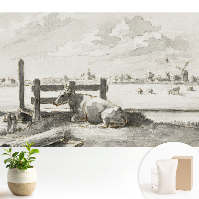 Tapeta do obývačky s idylickým krajinným motívom v klasickom štýle