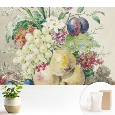 Tapeta na stenu so zátiším s ovocím a kvetmi