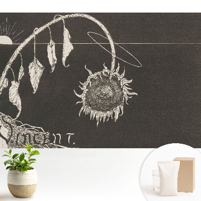 Tapeta do obývačky so vzorom zvädnutých slnečníc v nostalgickom vinobranom štýle