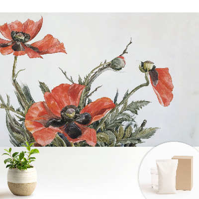 Luxusná tapeta Jemné vlčie maky na svetlom pozadí