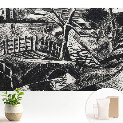 Tapeta s klasickou geometrickou kompozíciou mestskej krajiny