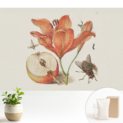 Tapeta s kvetmi, hmyzom a ovocím vyjadrujúca harmóniu prírody